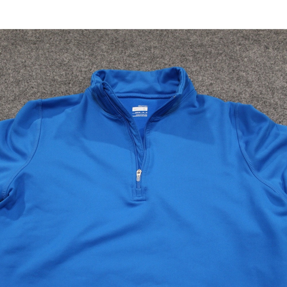 Nike Kids Fit Dry Quarter Zip Pullover Blue Long Sleeve Shirt Large 12-14